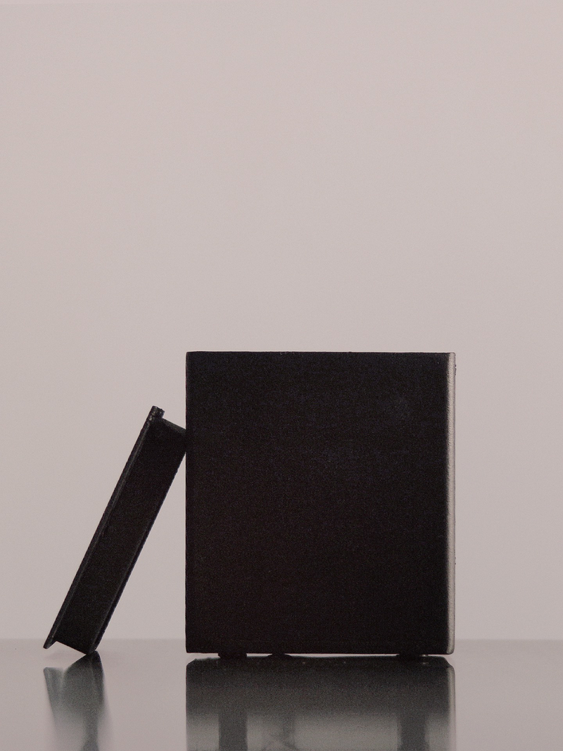 Demolished Studio - Scented Candle Iron Cube 320ml | Duft: Dark Orchid - Agarholz (Oud) und würzige Noten, Zuckerwatte, rote Orchidee und Moschus. | ca. 65 Std Brenndauer, Geschenkidee, erhältlich bei BADINFORM / BFORM