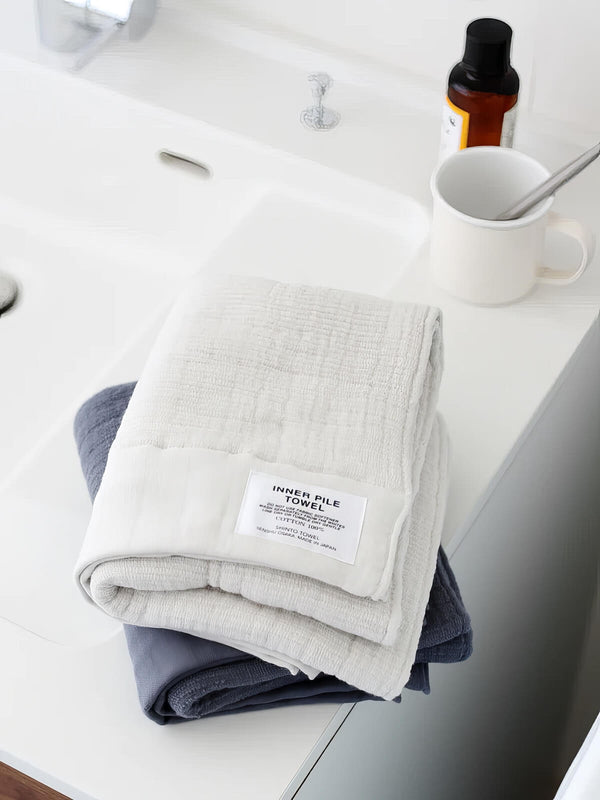 Shinto Towels - Inner Pile Towel, ivory aus Osaka. Luftig, weiches Handtuch mit extremer Saugkraft, 100% Bio-Baumwolle